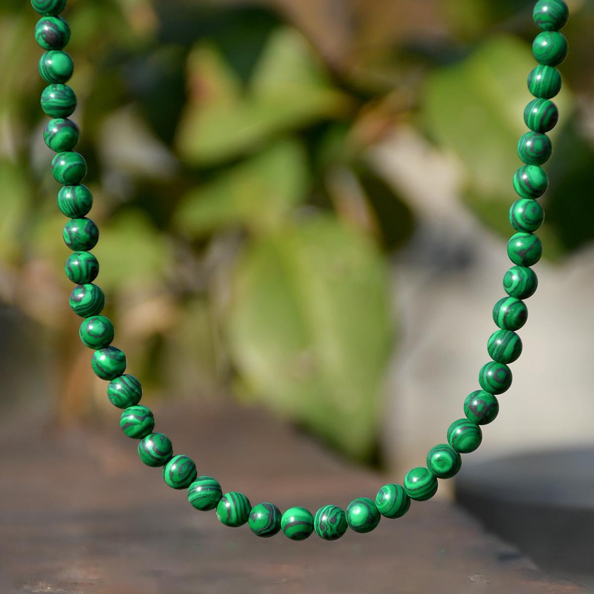 

1pc 6mm Natural Stone Necklace Bohemian Colorful Handmade Round Beaded Women Chokers Summer Vacation Beach Surf Jewelry