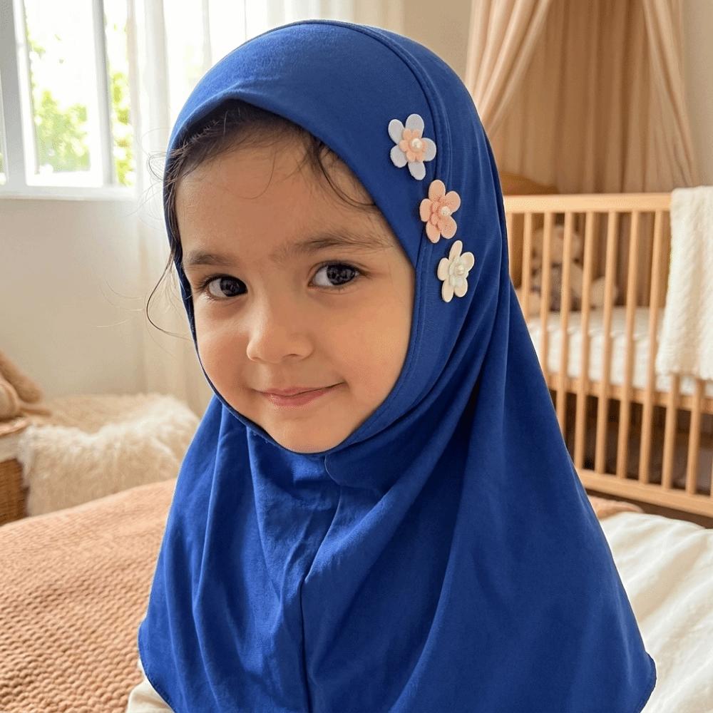 with Floral Ornament Crystal Linen Headscarf Soft Head Cover Beautiful Head Wrap Turban Children