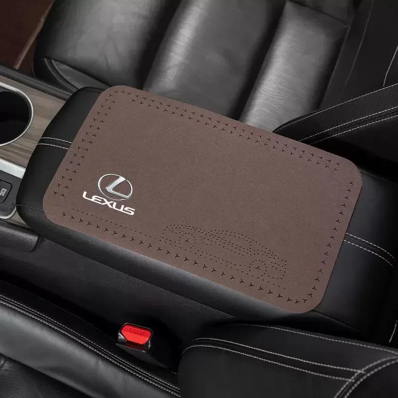 1Pcs Car Emblem Suede Armrest Box Pad Soft Mat For Lexus GX470 CT200H IS300H IS200 IS250 RX350 RX GX460 NX200 GS430 GS ES RX300