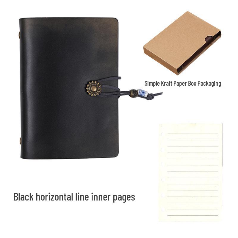 A7 Retro Leather 6-Hole Ring Binder Diary Notebook with Customizable Logo A7