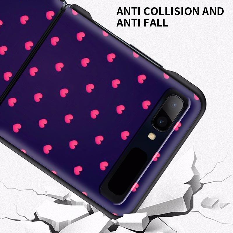 Schwarz Harte Telefon Fall Für Samsung Galaxy Z Flip 3 4 Abdeckung Für Zflip 5g Luxus Zurück Capa Dünne fundas Tasche Tier Nette Liebe Herz