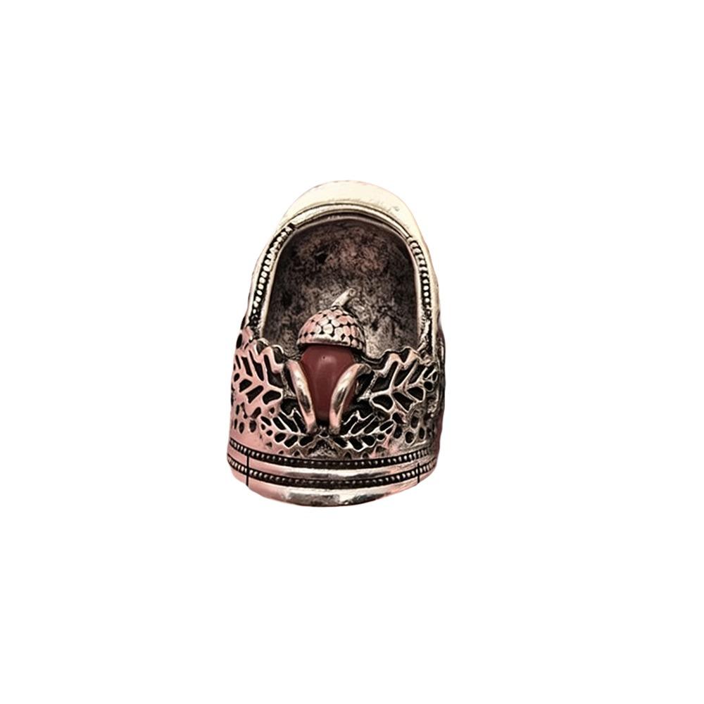 DIY Craft Open Nail Acorn Thimble Durable Open Nail Acorn Finger Protector  Household Southern Red -17mm