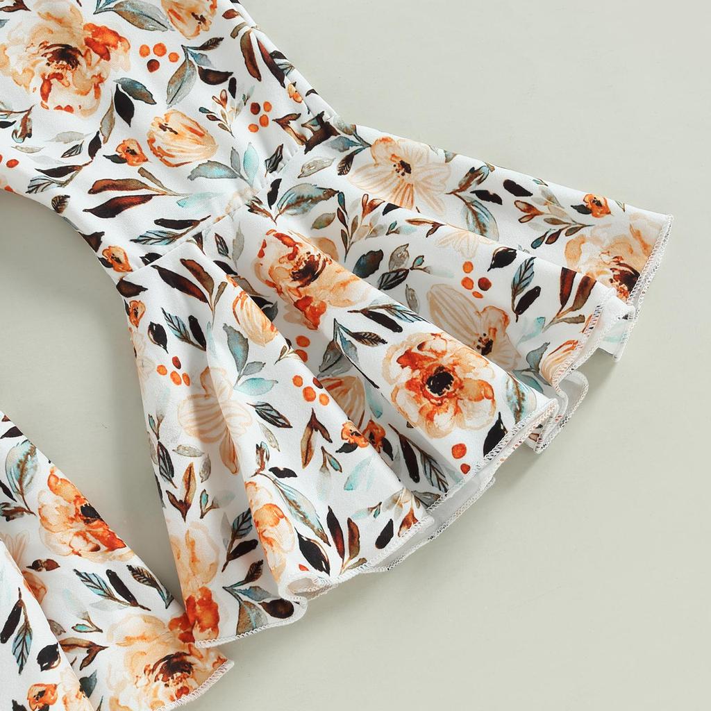 TheFound Baby Girl Summer Outfit Rainbow Print Halter Top Ribbed Bell Bottoms Pink Pant 2Pcs Clothes