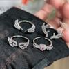 Fashion Zircon Antler Angel Wings Open Ring For Women Men Adjustable Couple Rings Jewelry Gift