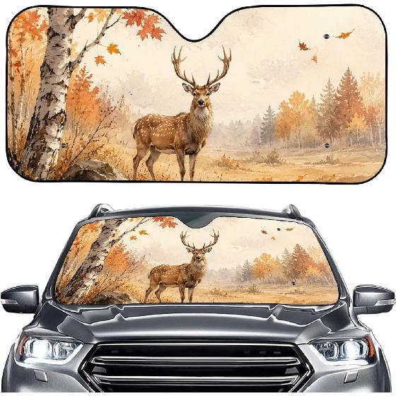 Talayituse Funny Family Dogs Print Windshield Sunshade for Car SUV Truck Foldable Uv Ray Reflector Front Window Sun Shade Visor Shield Cover