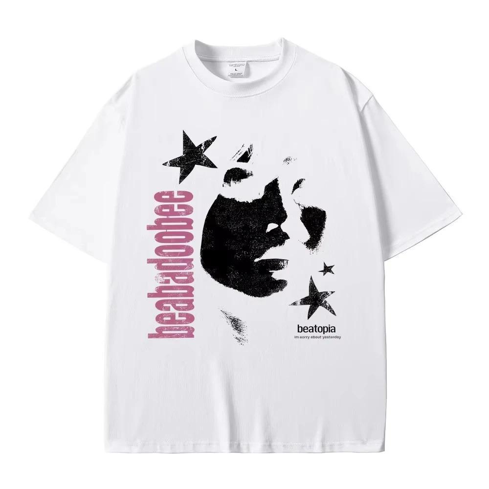 Beabadoobee Face Print T-shirt Men's Women Hip Hop Fashion Pop Music T Shirts Casual Cotton Short Sleeve T-shirt Tops Streetwear