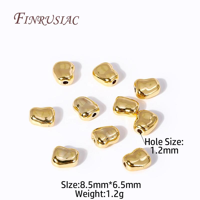 2 Sizes Irregular Spacer Beads 18K Gold Plated Brass Metal Oval Beads For Bracelets Beading Beads DIY Jewelry Making Findings