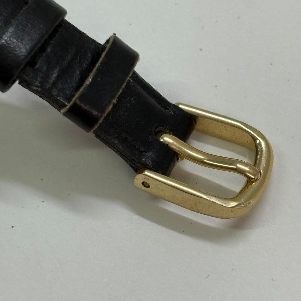 Used SEIKO 2C20-5370 Quartz Watch Gold Dial Black Belt