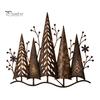 Rustic Metal Wall Art Vintage Lighted Woodland Decor, Pine Forest Tree Outdoor Porch Sculpture with LED Lights for Farmhouse Cabin Winter Home