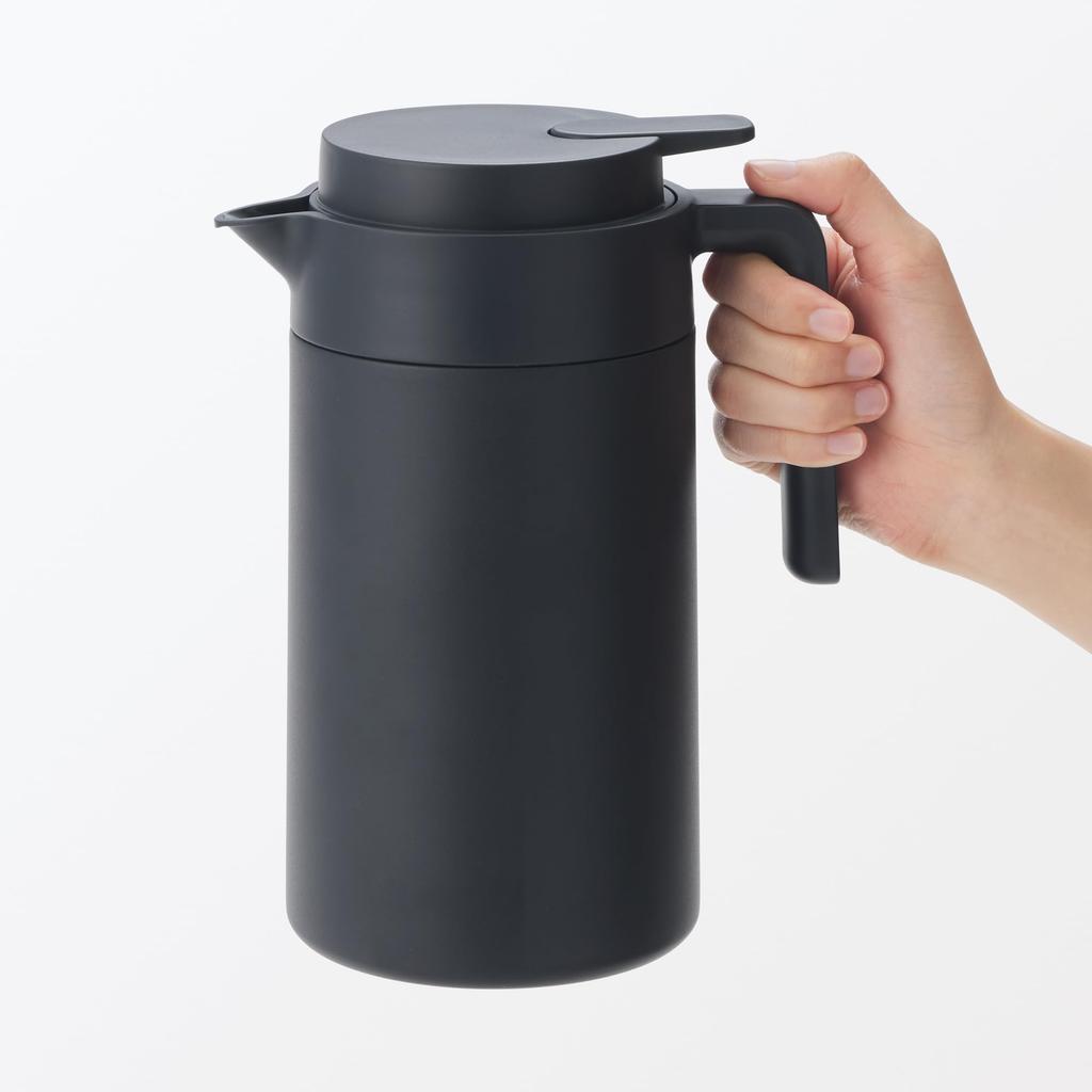 MUJI Insulated Tabletop 84334566 Wide-Mouth, Easy-to-Wash Pot, Black, 1.3L,