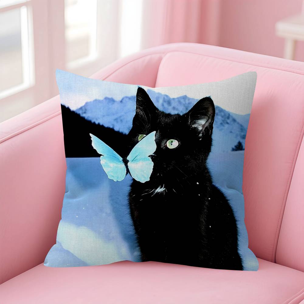 Maine Coon Cat Maple Design Cushion Cover Happy Autumn Harvest Decor Holiday Decorati Pillow Cover