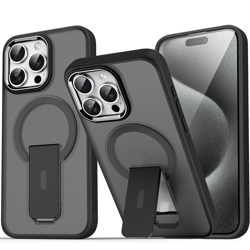 Applicable To Iphone16pro Max Bracket Mobile Phone Case Apple 13 Magnetic Suction 14 Hard Case 15pro Niche 12 Simple