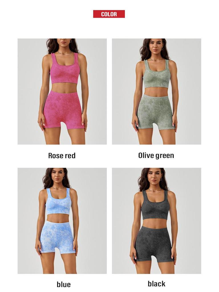 Women's Frosted Sport Yoga Set: High-Waisted Butt-Lifting Shorts & Bra