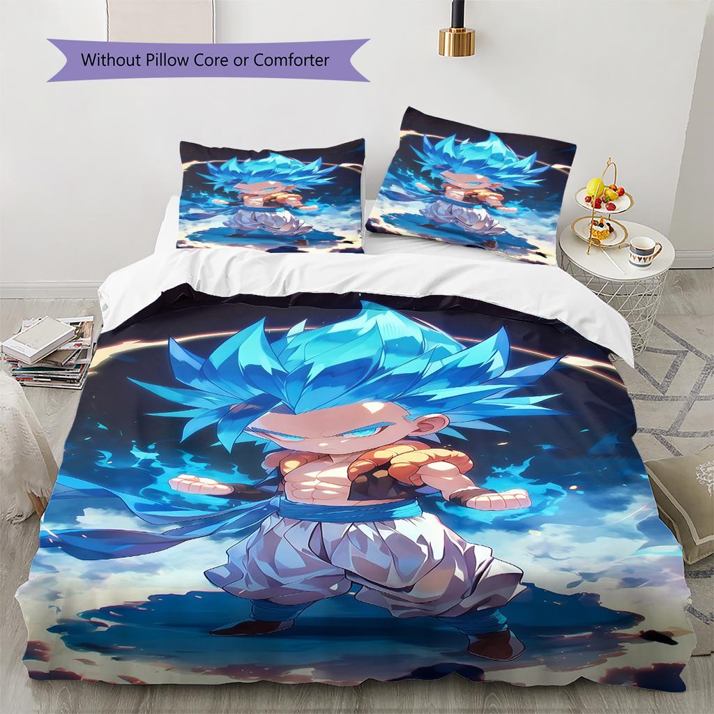 Vegito Pattern Bedding,Quilt Set Quilt Cover Pillowcase Home Birthday Gift (1 * Duvet Cover + 2 * Pillowcase, Without Core)