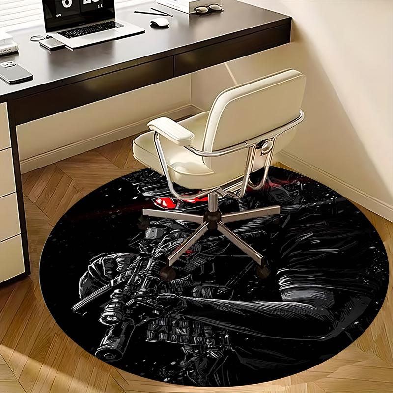 Black Powder Red Earth Chair Mat Round Rug-Office Carpet, Machine Washable, Non-slip, Suitable for Living Rooms, Bedrooms, Entryways, and Ho