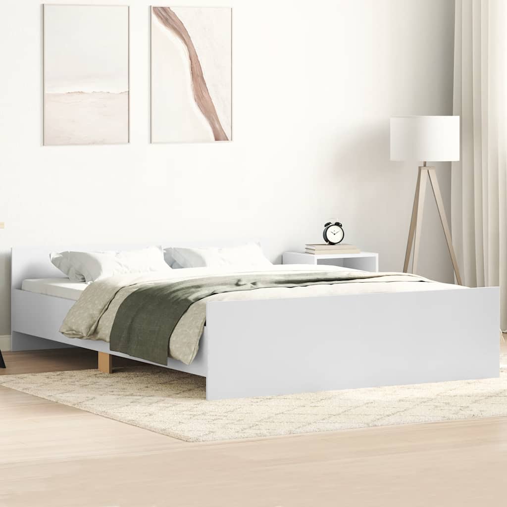 Vidaxl Rama Łóżka Z Wezgłowiem I Zanóżkiem, Biała, 140X200 Cm