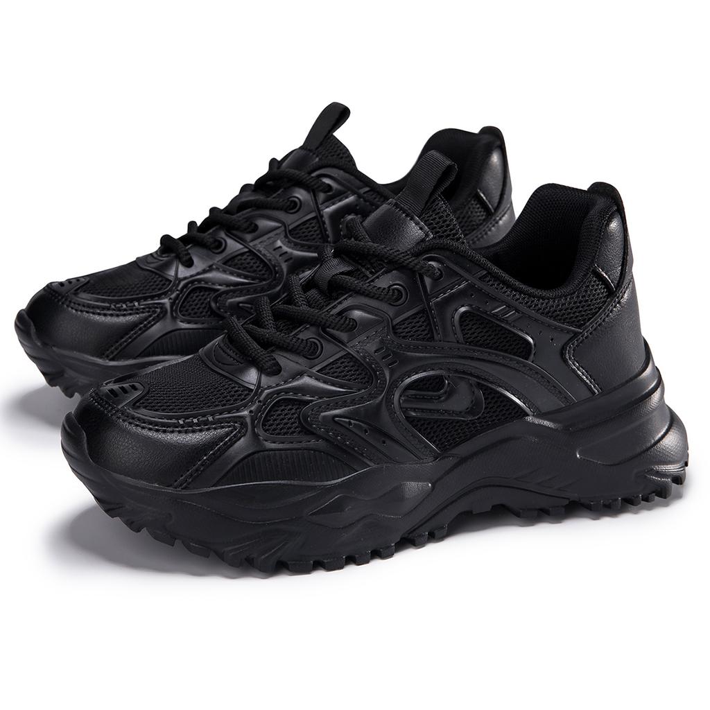 TUINANLE Woman's Sports Shoes Black Mesh Breathable Platform Sneakers Female Casual Thick Soled Dad Shoes