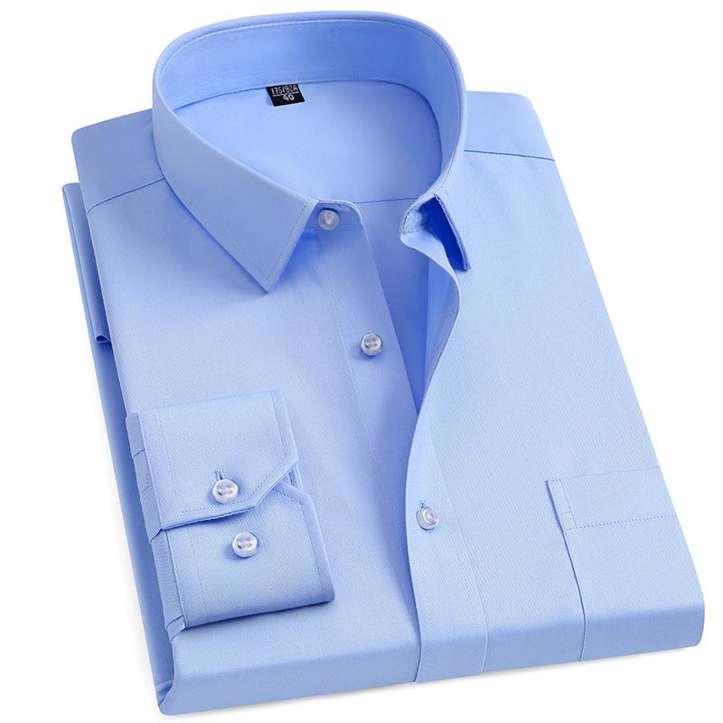 

2025 Мужская рубашка премиум-класса с длинным рукавом, белая в полоску, из немнущегося хлопка, устойчивая к смятию, для профессиональной деловой одежды 43