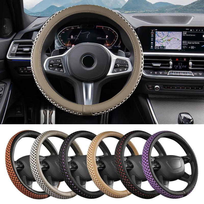 

Ice Silk Steering Wheel Cover Car Steering Wheel Cover Comfortable Non-Slip Soft Auto Decoration Universal Fit For Most