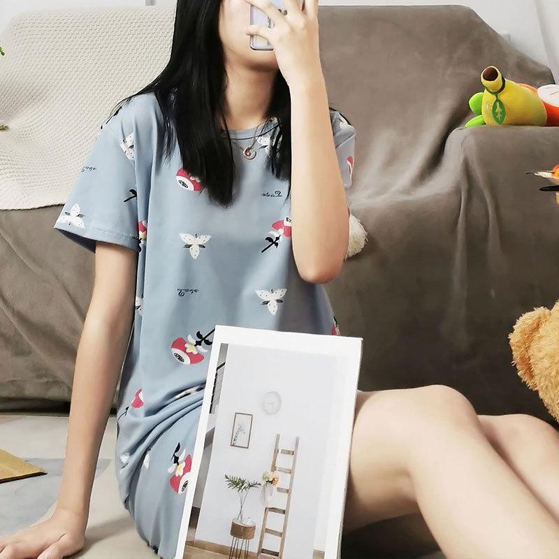GMXIA Summer Pajama Women's Round-neck Thin Short-sleeved and Short Pants Cartoon Cute Girls' Youthful Home Wear Set