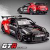 1:24 Gtr Alloy Car Toys Diecast Model Spray Version Front Wheel Steering Doors Openend Sound Light Pull Back Vehice Holiday Gift