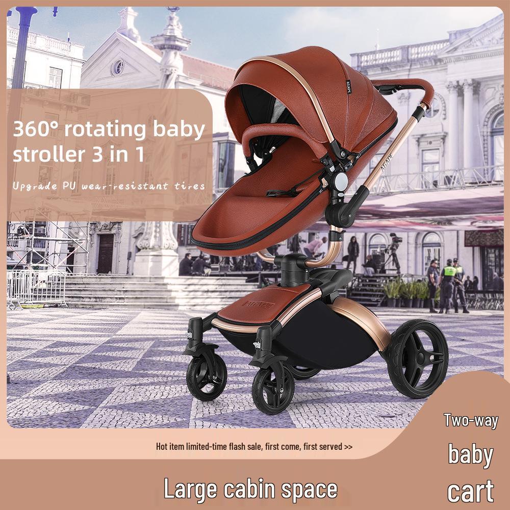 360° Rotating Baby Stroller: High View, Reclines, Foldable, Shock-Absorbing Eggshell Design