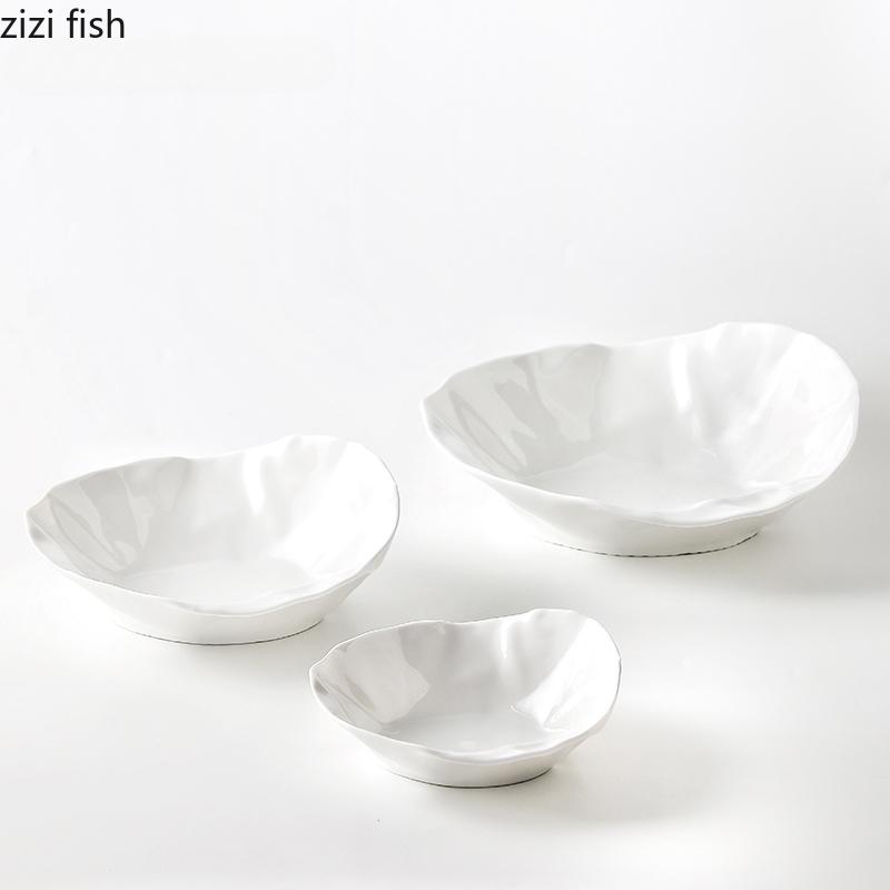 White Ceramic Salad Bowl Dessert Bowls Fruit Plate Soup Bowl Noodle Bowls Dining Plate Dim Sum Dish Pasta Dish Sashimi Plates