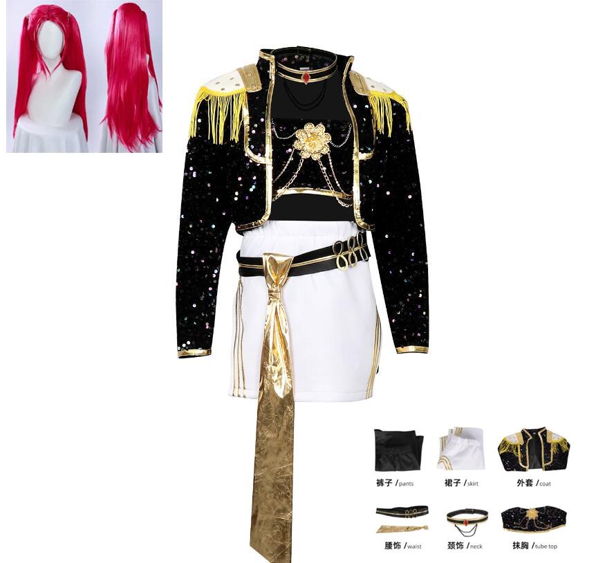 PÅ LAGER Rumi Mira Zoey Cosplay Kostyme kpop Svart Gull Halloween Kvinne Familie Jenter Cosplay Rask Levering