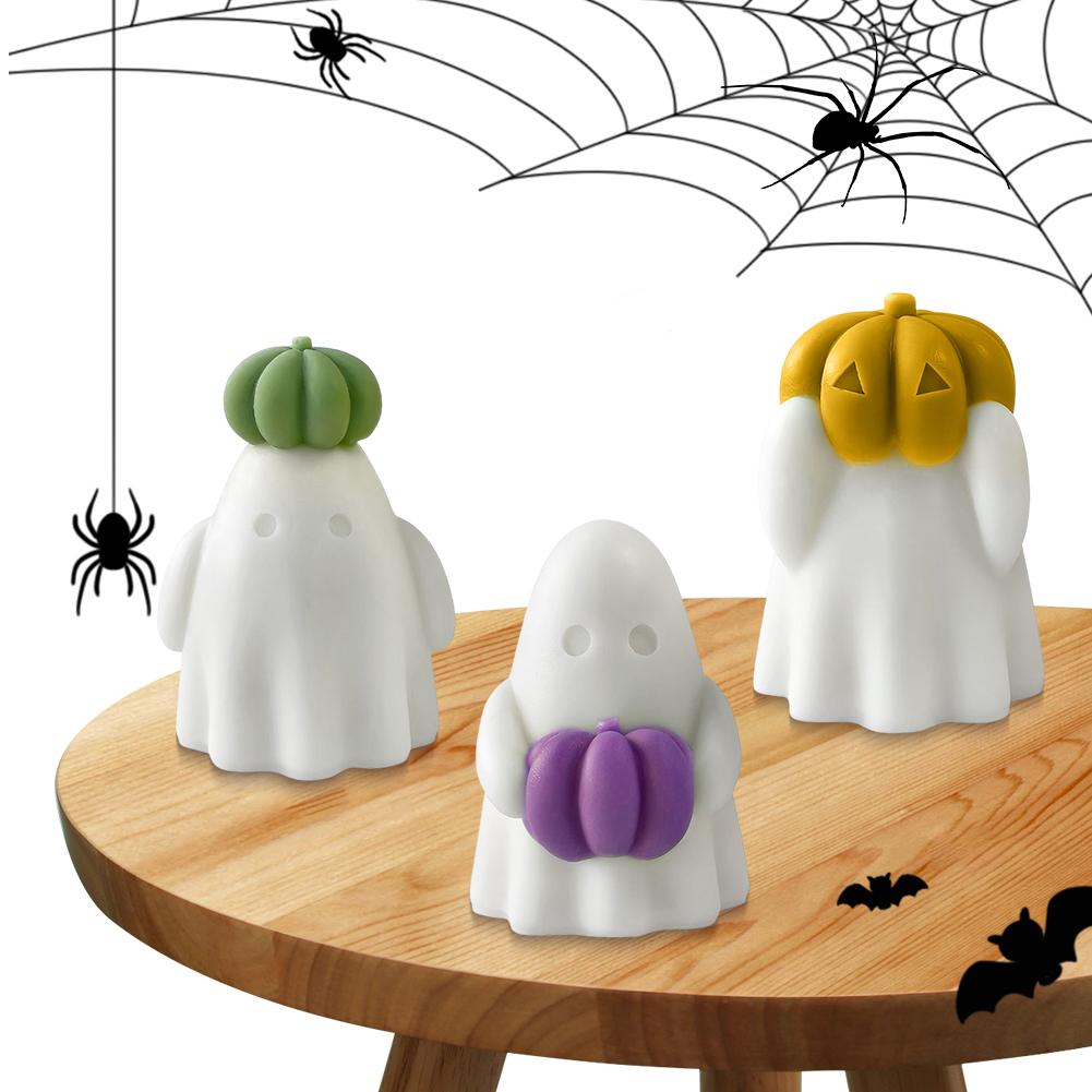Halloween Ghost Candle Mold DIY Pumpkin Ghost Decorations Silicone Mold Casting Mold for Epoxy Resin Candle Soap Halloween Decor
