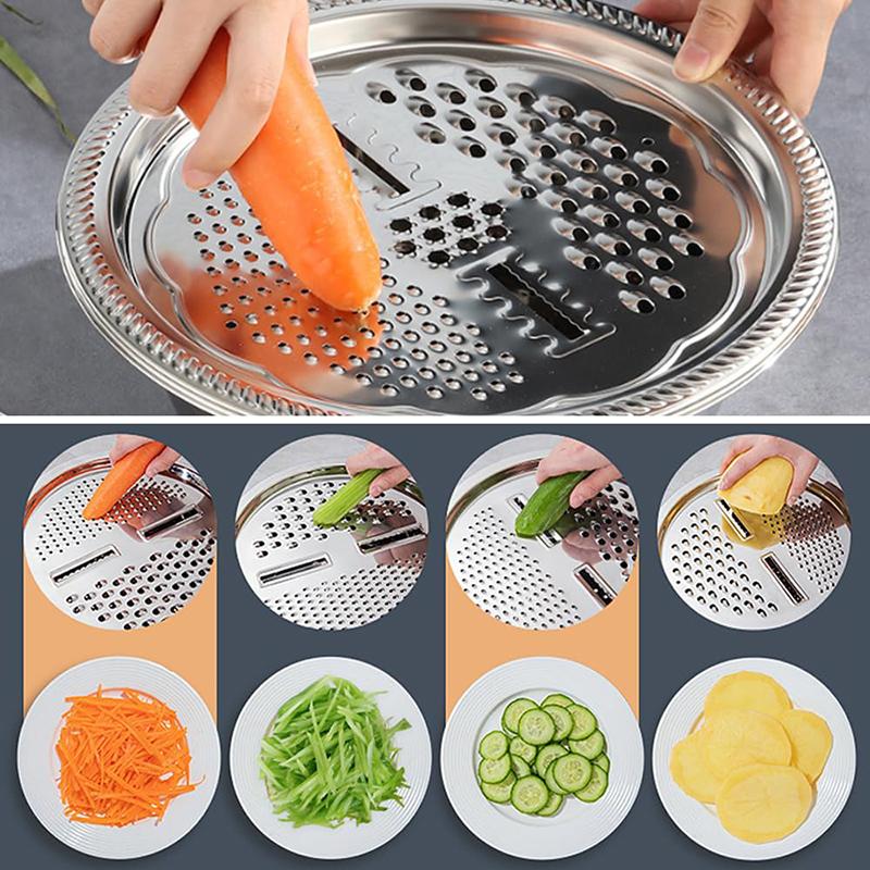 3Pcs Stainless Steel Pot Vegetable Cutter Slicer Drain Basket Sieve Colanders Kitchen Tool Grater Strainer Rice Washing Filter