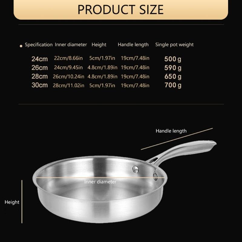 Stainless Steel Nonstick Frying Pan With Glass Lid For Even Heating And Ergonomic Grip Kitchen Cookware