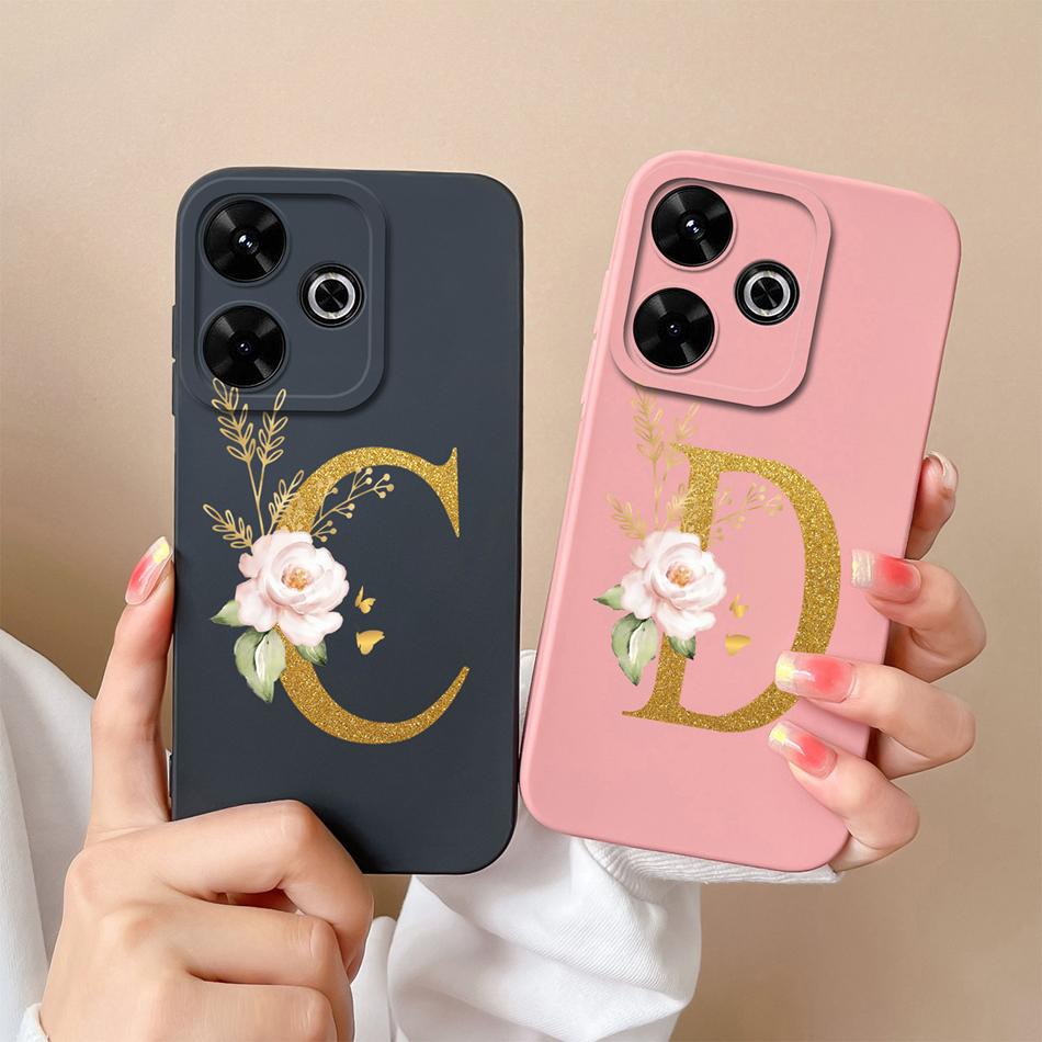 Elegant Case For Redmi 13 4G Personalized Letter Soft Liquid Silicone Protective Phone Cover For Xiaomi Redmi13 Shell Funda Capa