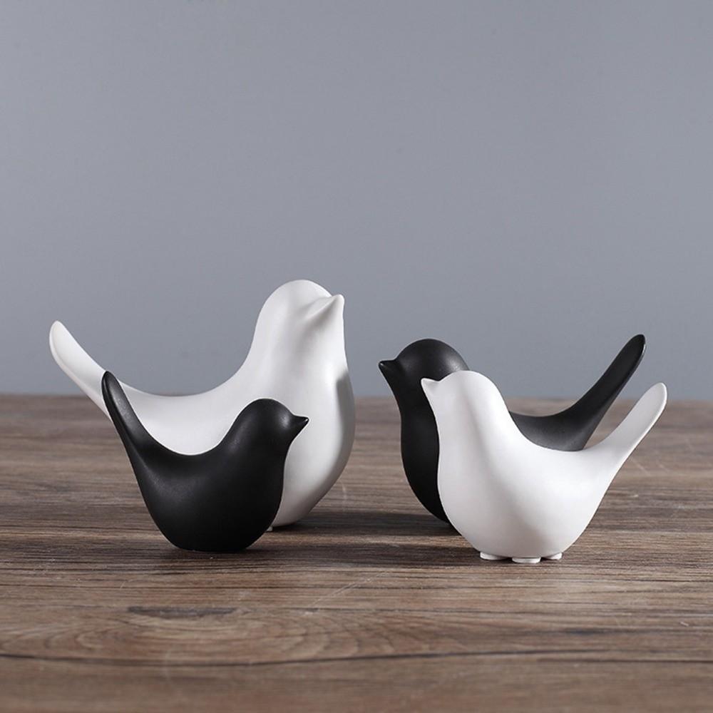 Crafts Ceramic Nordic Style Black White Home Decoration Ornaments Statue Bird Sculpture Figurines