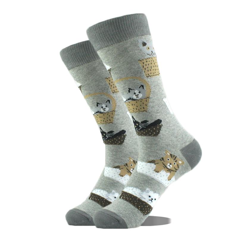 Cool Design Avocado Crew Socks Men Creative Eye Guitar Bus Pattern Sokken Duck Cat Fox Otter Animals Divertidos Chaussette Sox