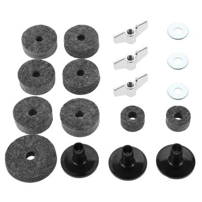 Dreld Cymbal Felt Cymbal Sleeve Base Wing Nut with Cymbal Washer Cymbal Stand Replacement Accessory for Drum Set Percussion Parts Set of 18 (Black)