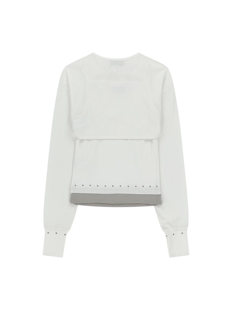 TUOMIO Two Tone Cardi Set [White]