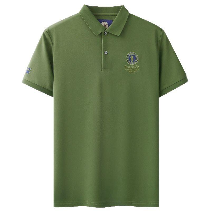 Short Sleeve Polo Shirt Men'S Light Luxury High Sense Men'S Solid Color Embroidered Letter Lapel T-Shirt