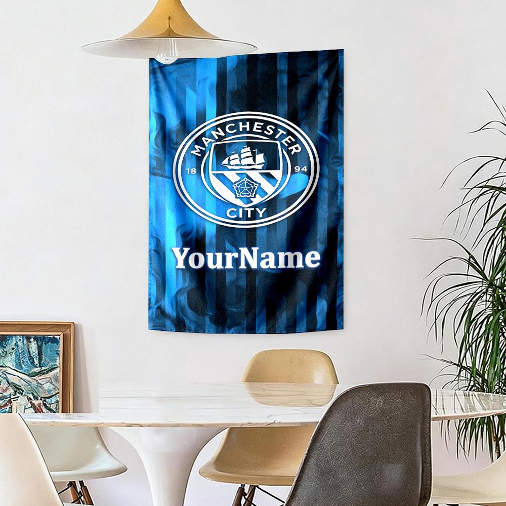Manchester City Custom Your Name Wall Decor Tapestry Art For Pet Memorial Birthdaywedding Party Backdrop Family Gift