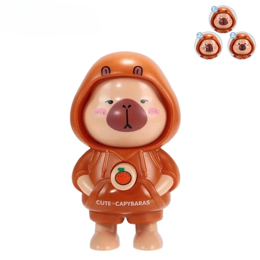 

1-10PCS Capybara Flipping Face Keychain Cartoon Keyring Backpack Charm Creative Changing Expression Pendant Gift for Students