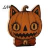 Decorative Wood Painting Art Halloween Wooden Ornaments, Distressed Pumpkin/Cat Decorations, Desktop & Wall Durable Tabletop Decors for Autumn Harvest