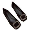 Fashion Square Toe Flat Shoes for Women Spring Summer New Square Buckle Diamond Shallow Cut Women Shoes Boat Shoes Large Size 44 45 46