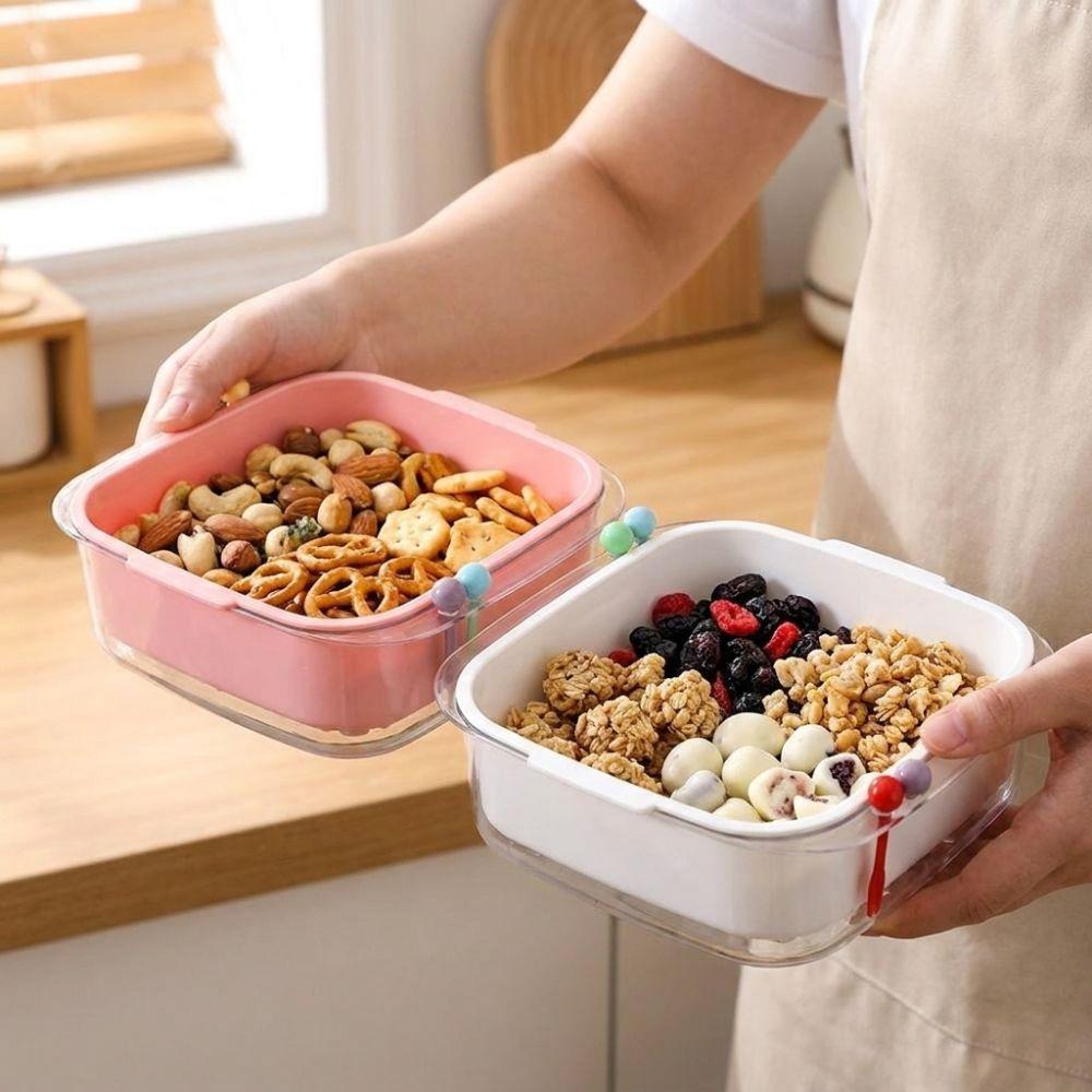 Dual Layer Fruit Water-Filtering Bowl Large Capacity with Strainer Fruit Serving Plate with Lid Plastic Fruit Bowl with Fork
