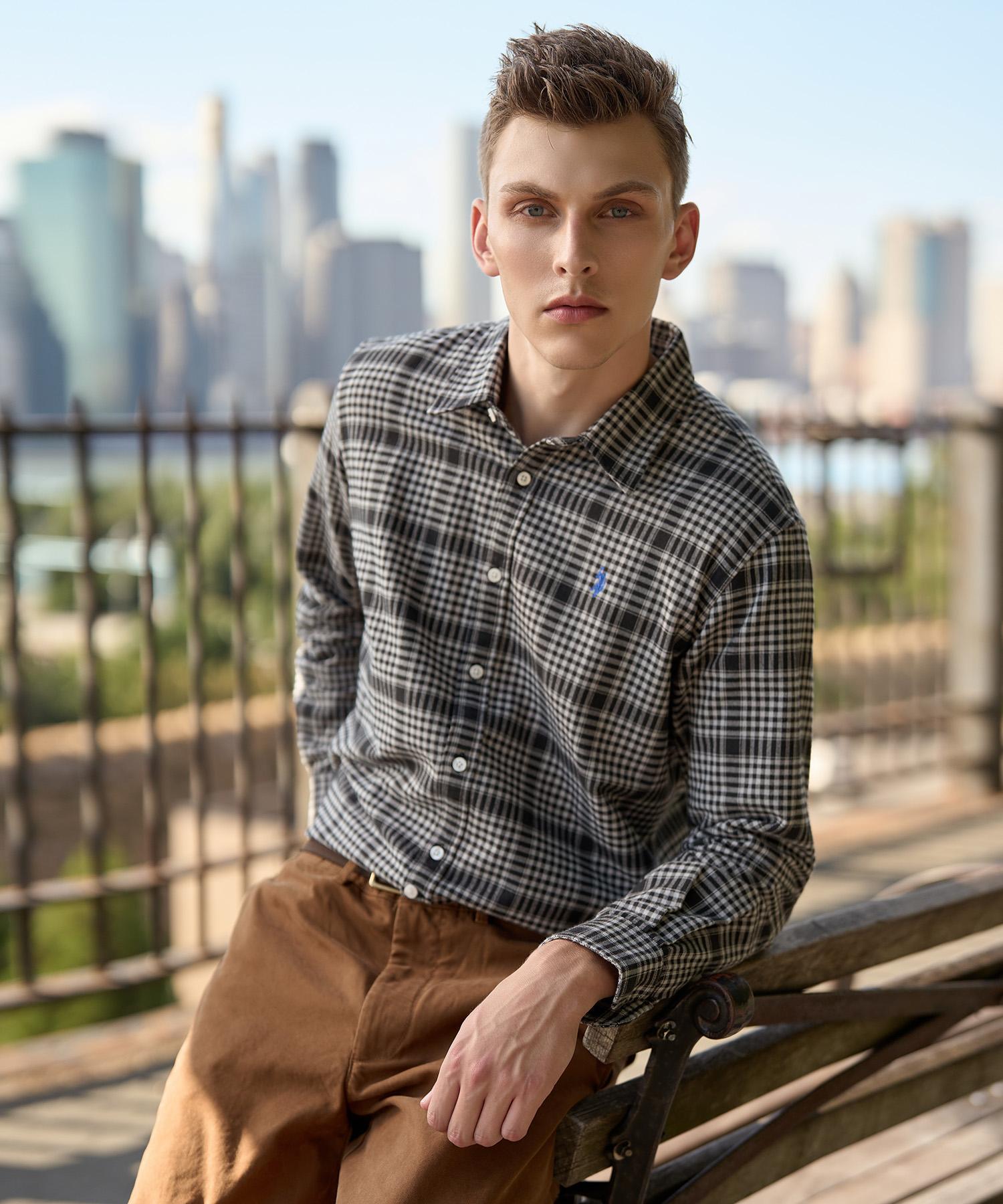 Us Polo Assn Cotton Brushed Oxford Shirt_Black Check Black Check/105