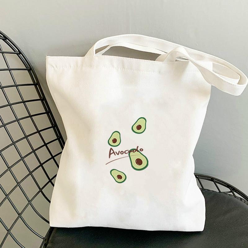 Avocado Bags 2021 Tote for Women Canvas Summer Shopper Bag Women's Handbag Designer Handbags Fabric Printed Shoping Anime Woman