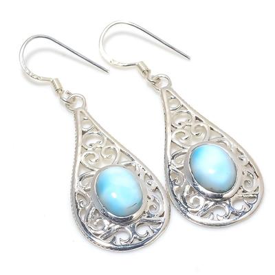Natural Republic Larimar Gemstone 925 Solid Sterling Silver Earring 1.75" C2u72
