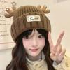 Autumn and Winter Warm Ear Protection Cute Deer Thickened Double Wool Hat Female
