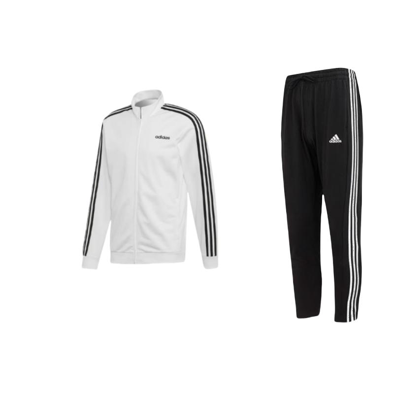 

Adidas Three Stripes Elastic Retro Stand Collar Long Sleeve Tapered Knit Pants Casual Sports Suit Men suit IC0044+EB3989 L