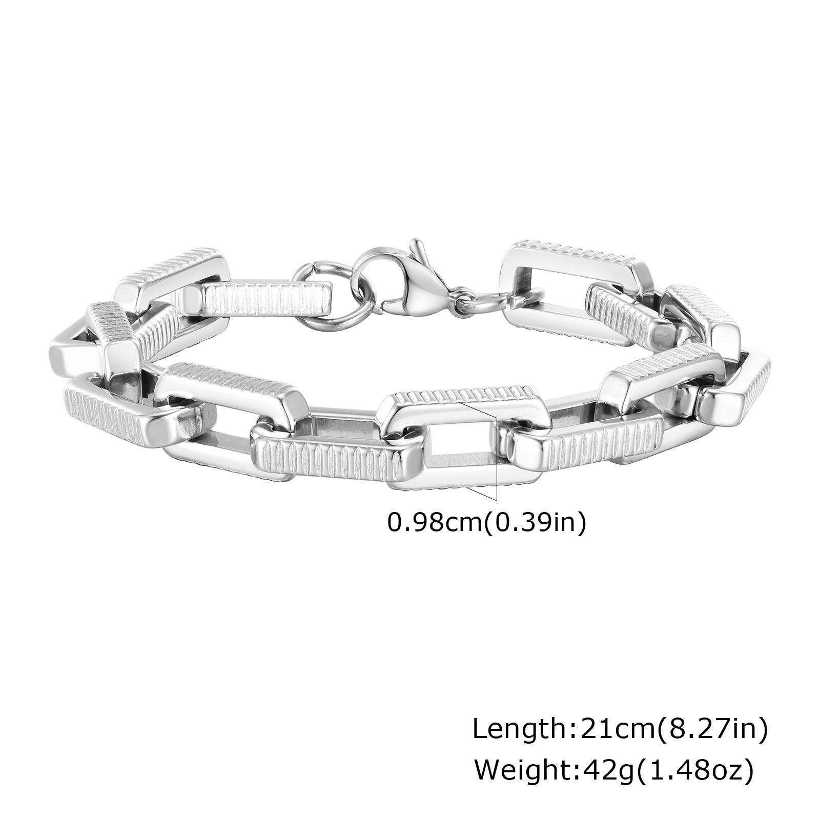 Vnox Chunky Stainless Steel Handmade Link Chain Bracelets, Never Fade Stainless Steel Round Byzantine Links Wristband