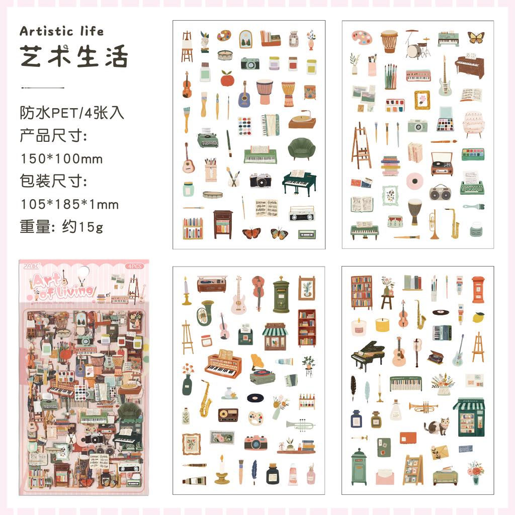 Journal GO 4pcs Fun of Life PET Journal Supplies Camping Farm Lovely Collage Journal Decor Creative Scrapbooking Diy Material
