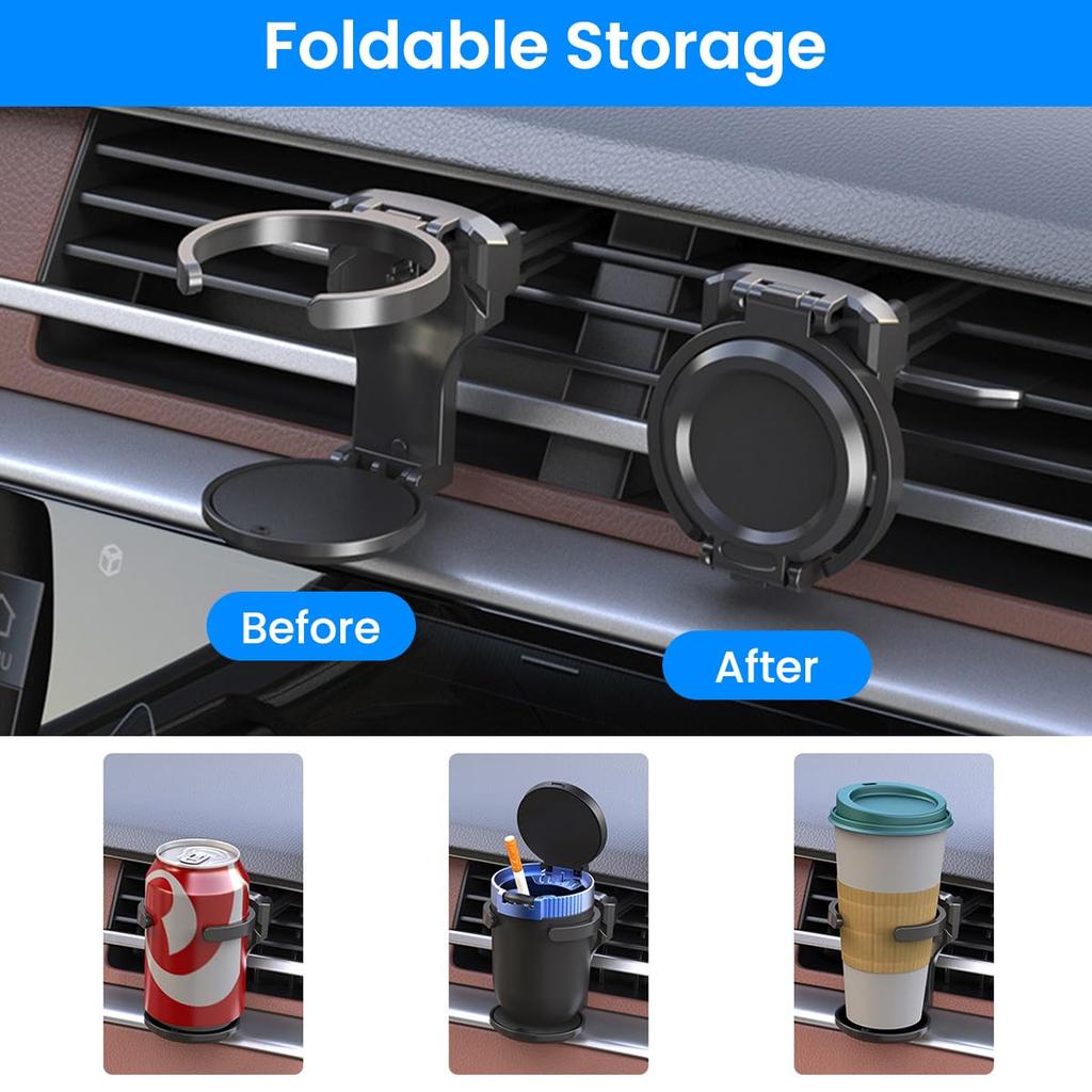 Car Air Vent Cup Holder Folding Snap-On Drink Holder for Bottles Up To 8 Cm